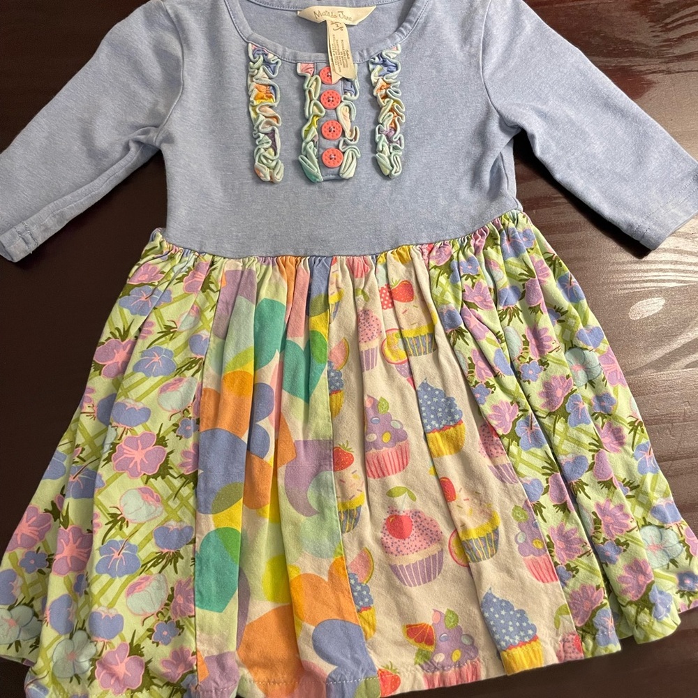 Matilda Jane Blue and Gold Pleated Ruffled Sundress